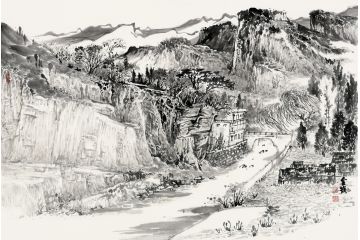 美协画家魏金岭国画山水画《写生七》