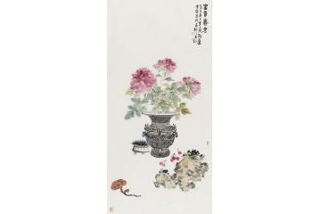 中美协会员李亚花鸟画作品《富贵寿》