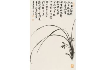  霍春阳入室弟子李亚花鸟画作品《兰花》