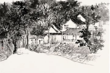 美协画家魏金岭国画山水画《写生十三》