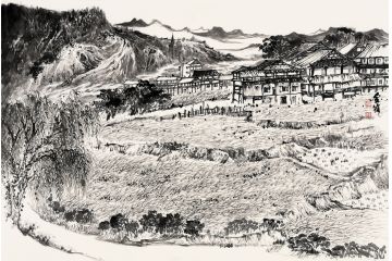 美协画家魏金岭国画山水画《写生十四》