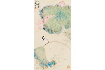 霍春阳入室弟子李亚花鸟画作品《不染尘》