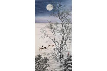 高伟新品四尺竖幅国画冰雪山水画《傲骨争春》