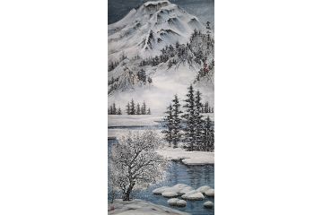 高伟新品四尺竖幅国画冰雪山水画《雪域风情》