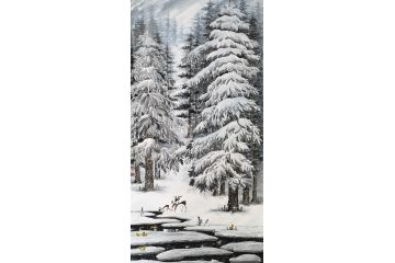 高伟新品四尺竖幅国画冰雪山水画《林海雪原》