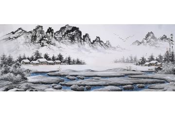 高伟新品创作国画冰雪山水画《北国风光》