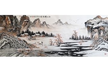 高伟新品创作国画冰雪山水画《江山锦绣图》