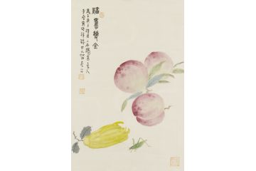 中美协会员李亚花鸟画作品《福寿双全》