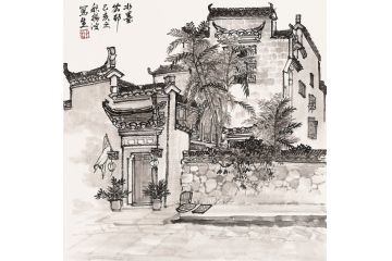 中美协会员周扬波山水画作品《宏村印象》