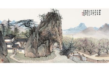 著名山水画画家周扬波新品字画《桃花流水》