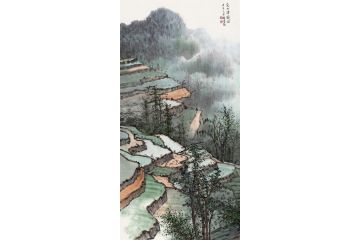 中美协会员周扬波山水画作品《家山清韵》