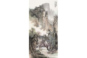 中美协会员周扬波山水画作品《小院春意浓》