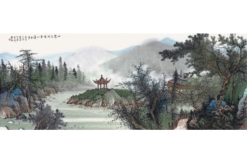 著名山水画画家周扬波新品字画《心宽忘地窄》