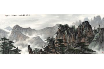 中美协会员周扬波山水画作品《西海云涌》