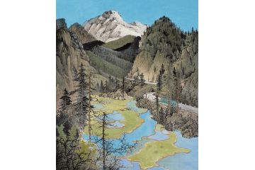 著名山水画画家周扬波新品字画《印象九寨》
