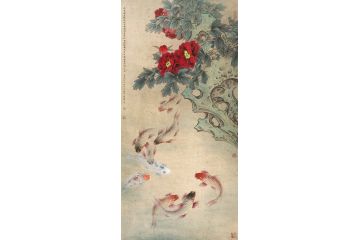 中美协会员蓝健康工笔花鸟画作品《天香国色艳倾城》
