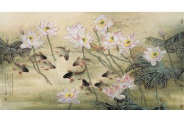 中美协会员蓝健康工笔花鸟画作品《江南》