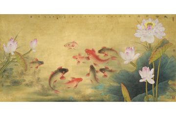 当代实力派画家蓝健康工笔花鸟画作品《和谐同乐》