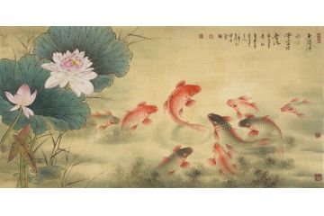 当代实力派画家蓝健康工笔花鸟画作品《风定绿无波》