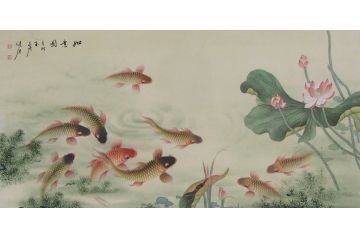 当代实力派画家蓝健康工笔花鸟画作品《如意图》