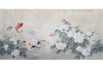 中美协会员蓝健康工笔花鸟画作品《天香国色》