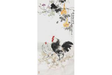 河南美协会员曹金华写意花鸟画《福禄大吉祥图》