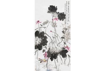 河南美协会员曹金华写意花鸟画《荷花》