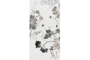河南美协会员曹金华写意花鸟画《墨荷》