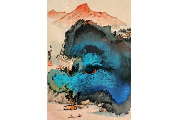 瞿塘国画力作小尺寸泼墨山水画《穷款》