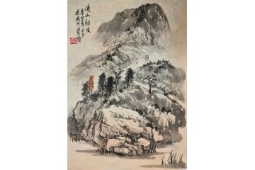 瞿塘新品力作小尺寸山水画《溪山访友》