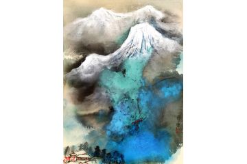 瞿塘国画力作山水画泼墨小尺寸《穷款》