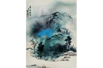 瞿塘新品国画山水画小尺寸《清溪幽居》