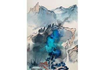 小品装饰国画 瞿塘新品力作山水画《穷款》