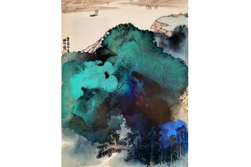 瞿塘新品国画小尺寸泼墨山水画《穷款》