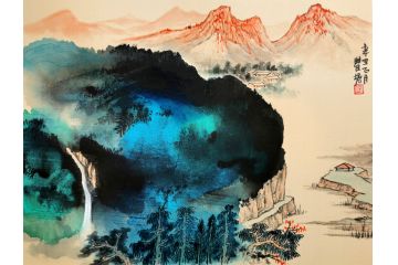 瞿塘国画小尺寸山水画泼墨作品《穷款》