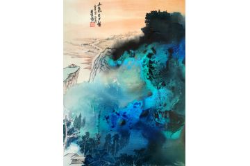 瞿塘新品小尺寸国画山水画《山气日夕佳》