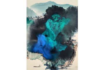 瞿塘新品国画创作泼墨山水画小品《穷款》