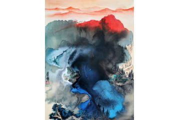 瞿塘创作小尺寸新品泼墨山水画《穷款》