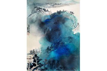 瞿塘国画新品创作泼墨山水画作品《穷款》
