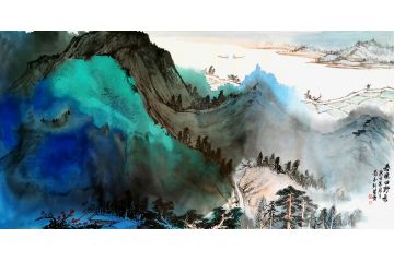 瞿塘新品创作国画山水画《春晚田野秀》
