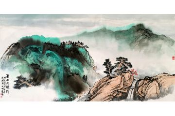 瞿塘新品创作四尺横幅山水画《溪山雨后新》