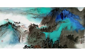 瞿塘新品创作四尺横幅山水画《翠山幽居》