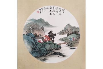 古法山水名家霖青新品现货《知足四时居乐境,宽怀到处遇春风》