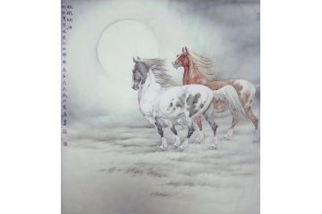 孟宪涛新品力作国画动物画《秋风明月》
