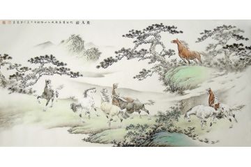 孟宪涛新品创作六尺横幅动物画《骏马图》
