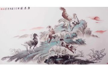 孟宪涛新品创作六尺横幅动物画《骏马图》