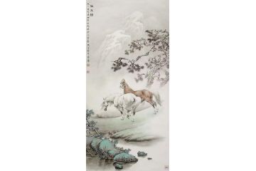 孟宪涛新品创作六尺竖幅动物画《骏马图》