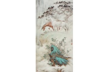孟宪涛新品国画六尺竖幅动物画马《穷款》