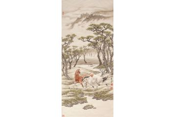 孟宪涛新品力作六尺竖幅动物画马《穷款》