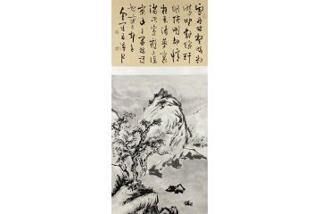 梁晓飞画作金运昌书法合璧作品《雪飞林壑晓初晴》